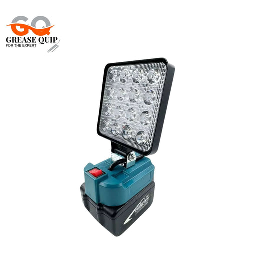 4 inch Cordless LED Work Light with adjustable design, compatible with Makita batteries.