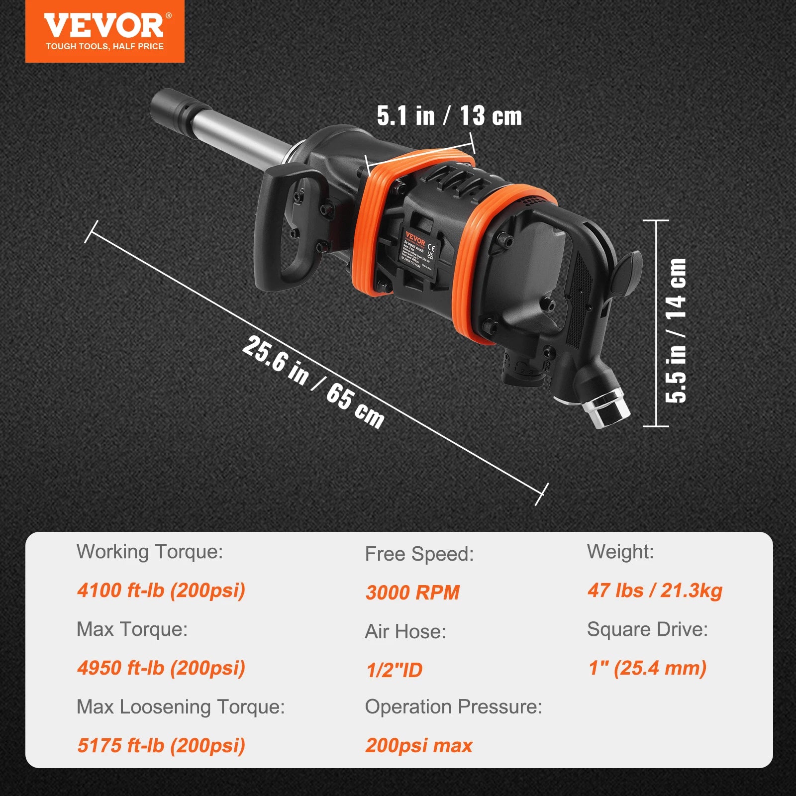 VEVOR Pneumatic 1" Impact Wrench