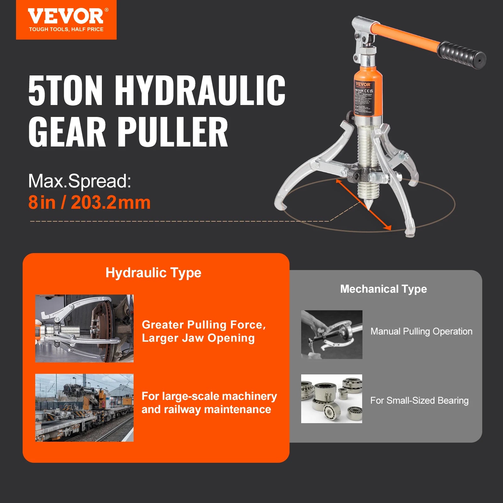 VEVOR 5/15 Ton Hydraulic Puller