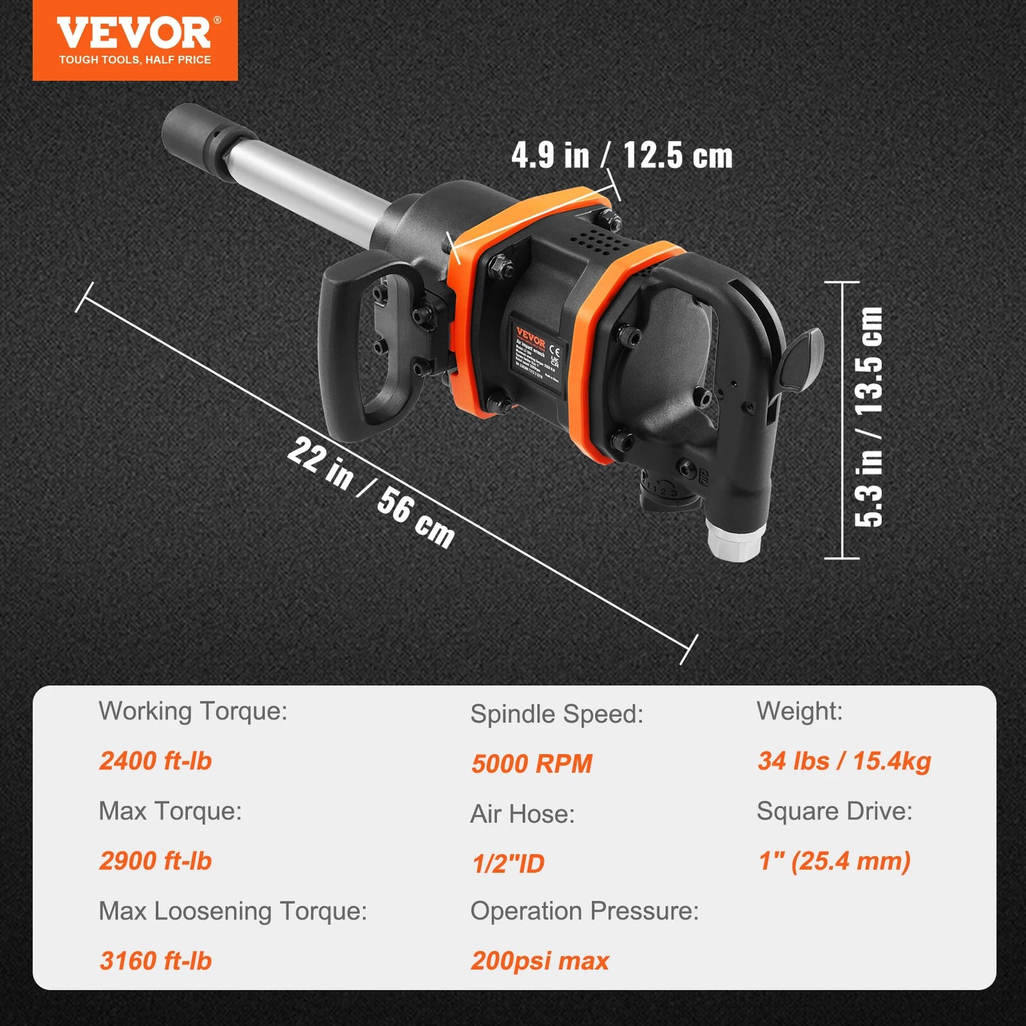 VEVOR Pneumatic 1" Impact Wrench